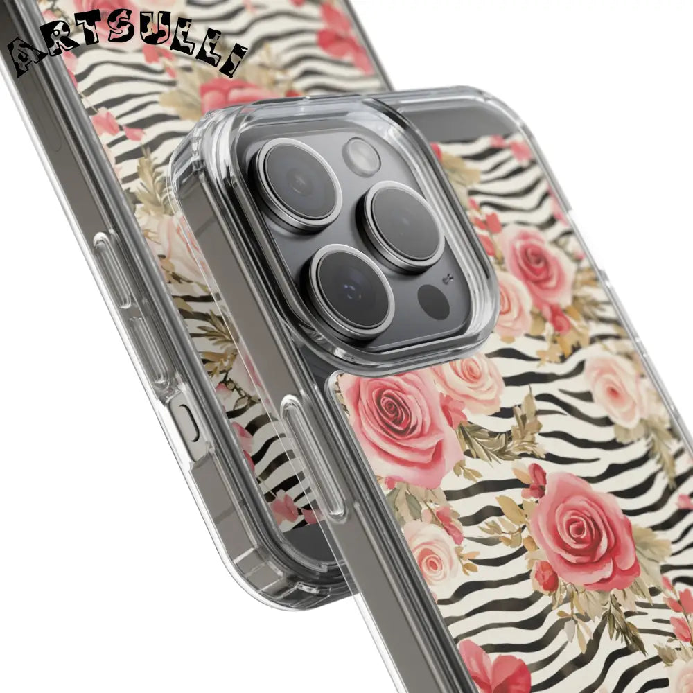 JAKKOUTTHEBXX Pink Floral Zebra Stripe Clear Case 2025