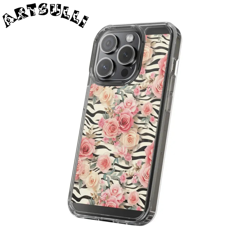 JAKKOUTTHEBXX Pink Floral Zebra Print Clear Case 2025