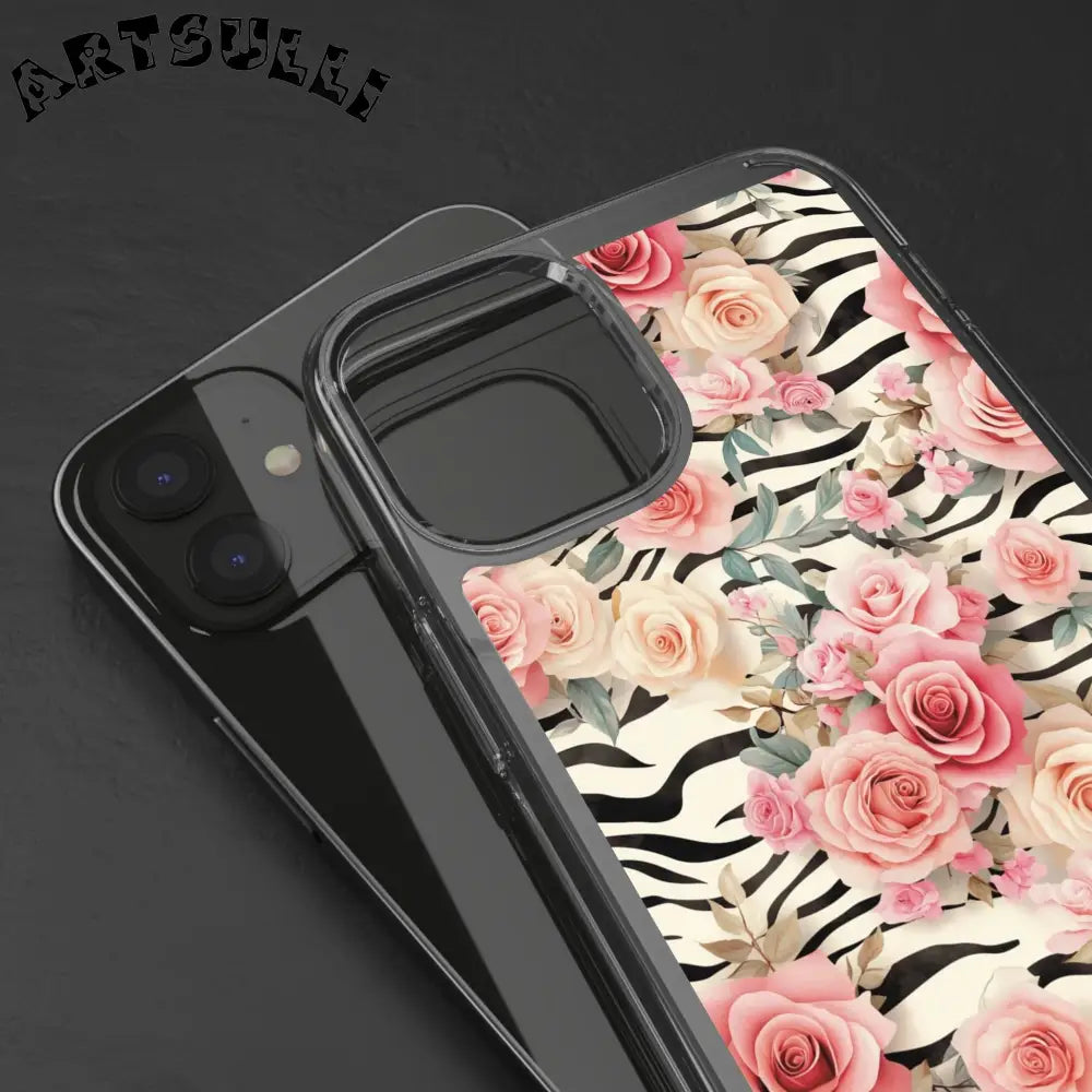 JAKKOUTTHEBXX Pink Floral Zebra Print Clear Case 2025