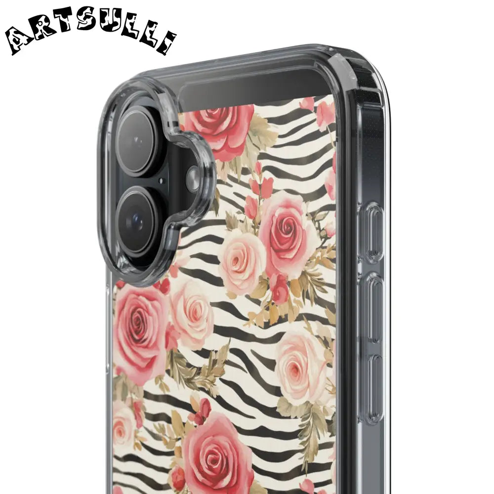 JAKKOUTTHEBXX Pink Floral Zebra Stripe Clear Case 2025