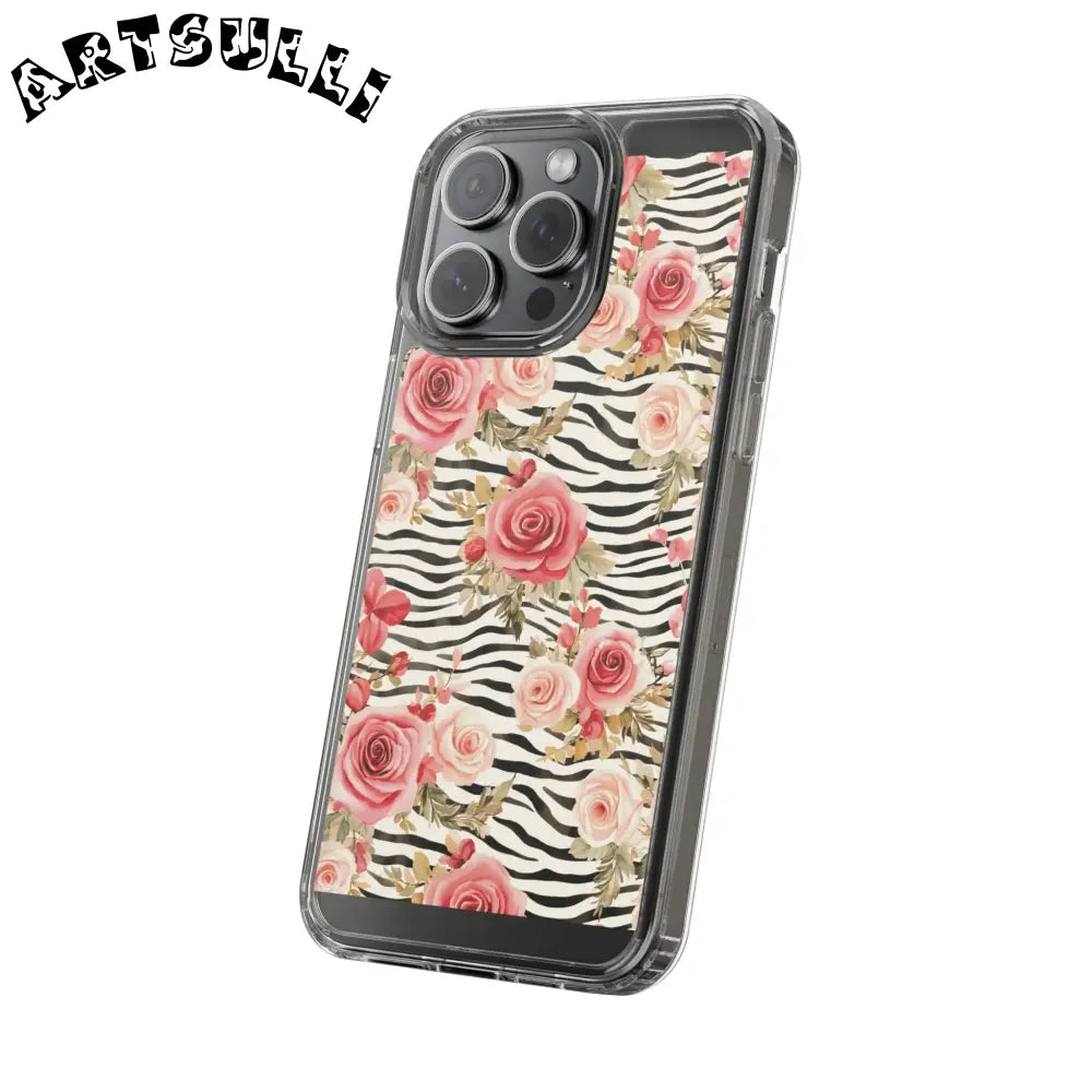 JAKKOUTTHEBXX Pink Floral Zebra Stripe Clear Case 2025