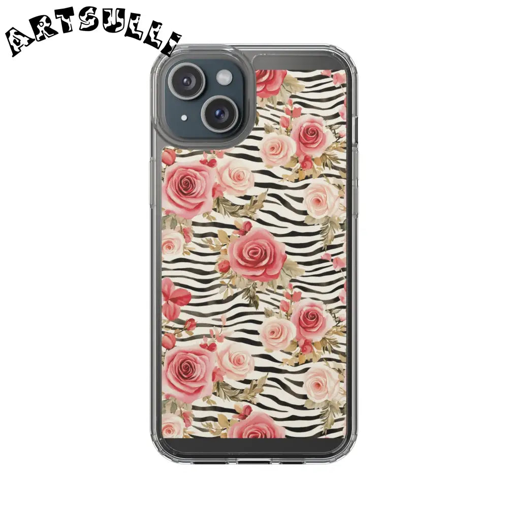 JAKKOUTTHEBXX Pink Floral Zebra Stripe Clear Case 2025