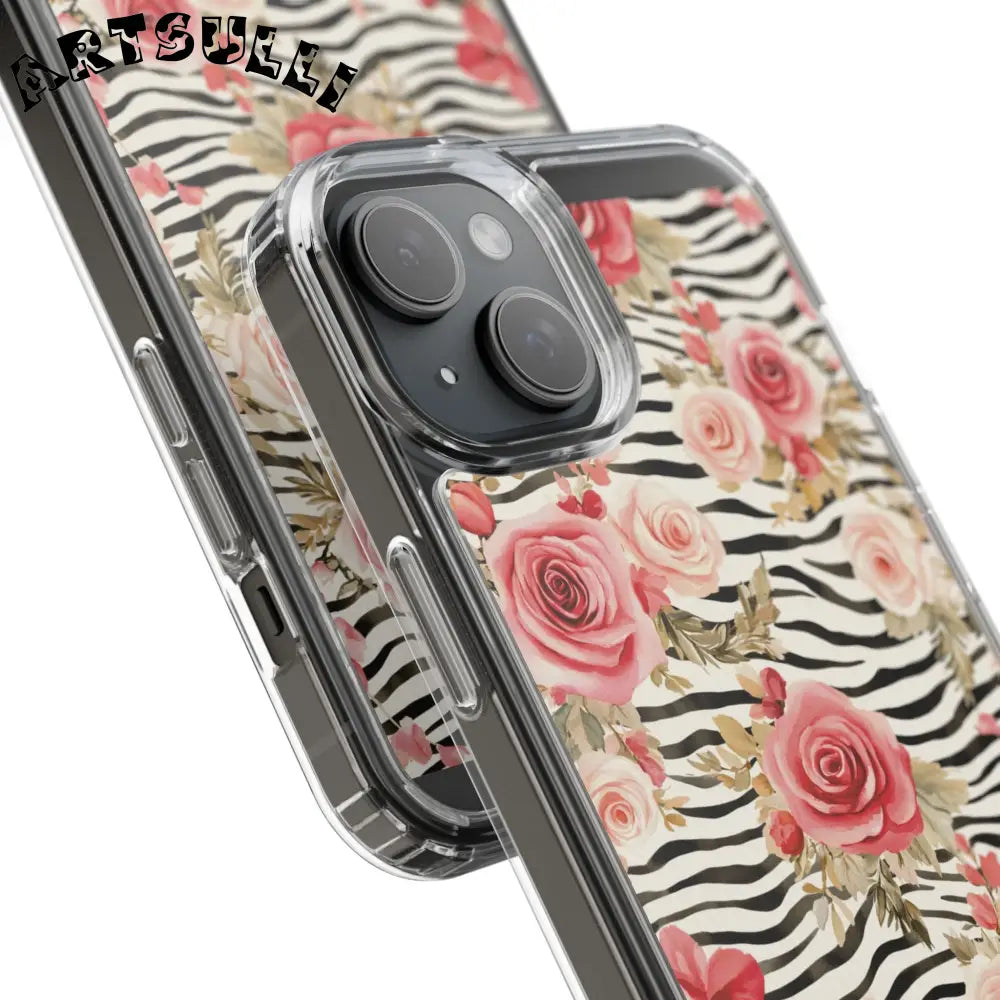 JAKKOUTTHEBXX Pink Floral Zebra Stripe Clear Case 2025