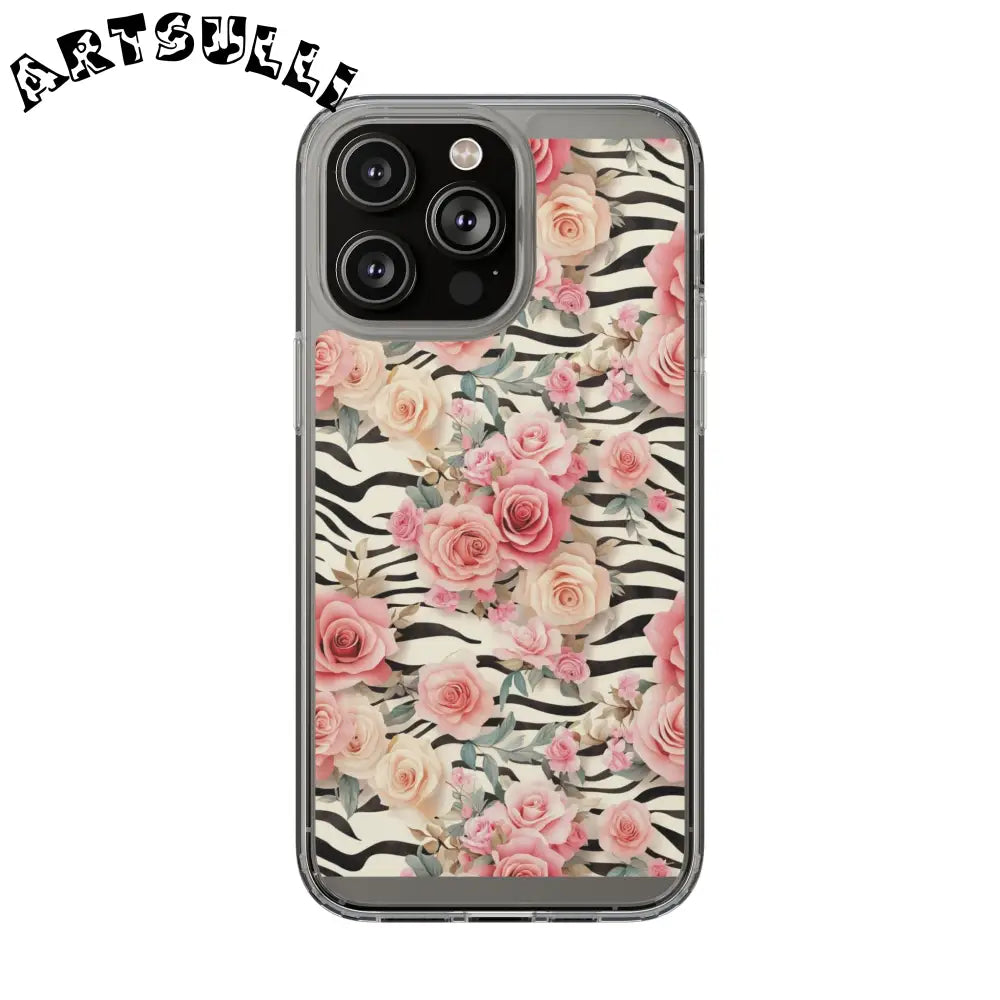 JAKKOUTTHEBXX Pink Floral Zebra Print Clear Case 2025