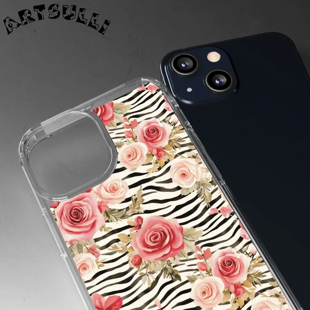 JAKKOUTTHEBXX Pink Floral Zebra Stripe Clear Case 2025