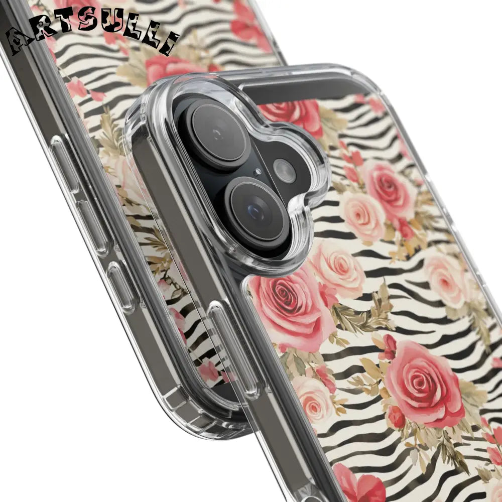 JAKKOUTTHEBXX Pink Floral Zebra Stripe Clear Case 2025