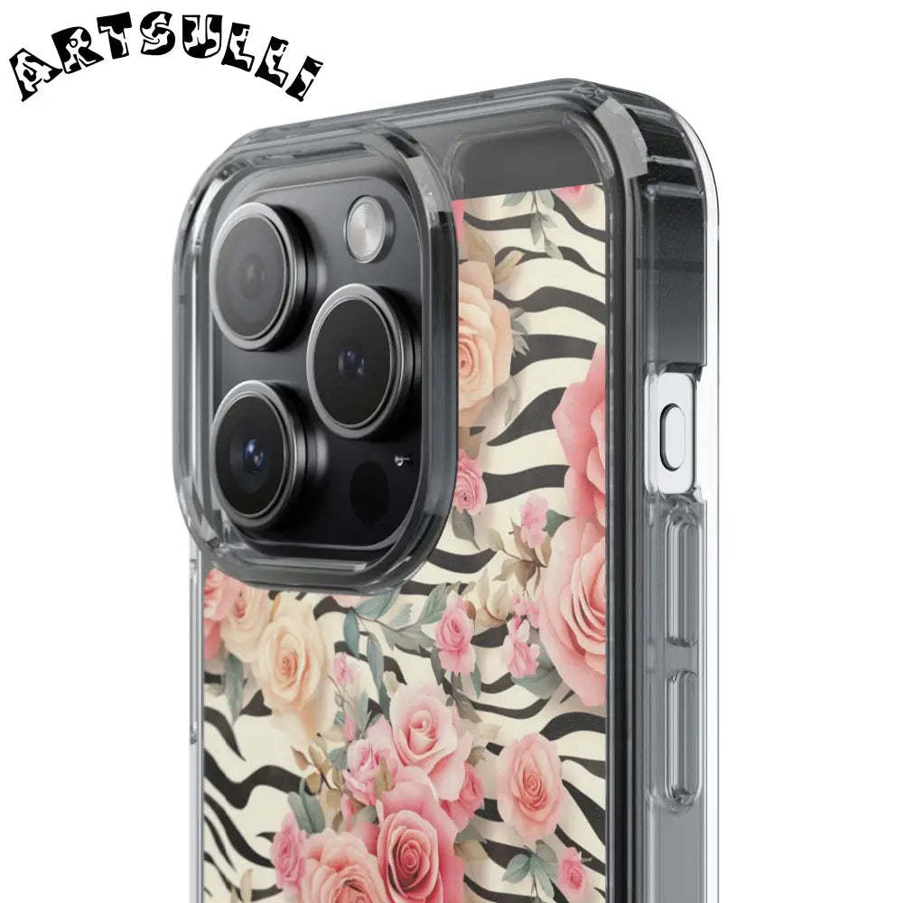 JAKKOUTTHEBXX Pink Floral Zebra Print Clear Case 2025