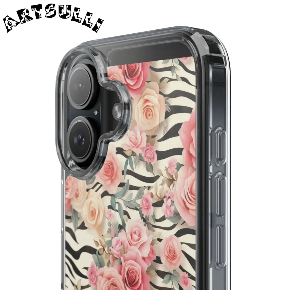 JAKKOUTTHEBXX Pink Floral Zebra Print Clear Case 2025