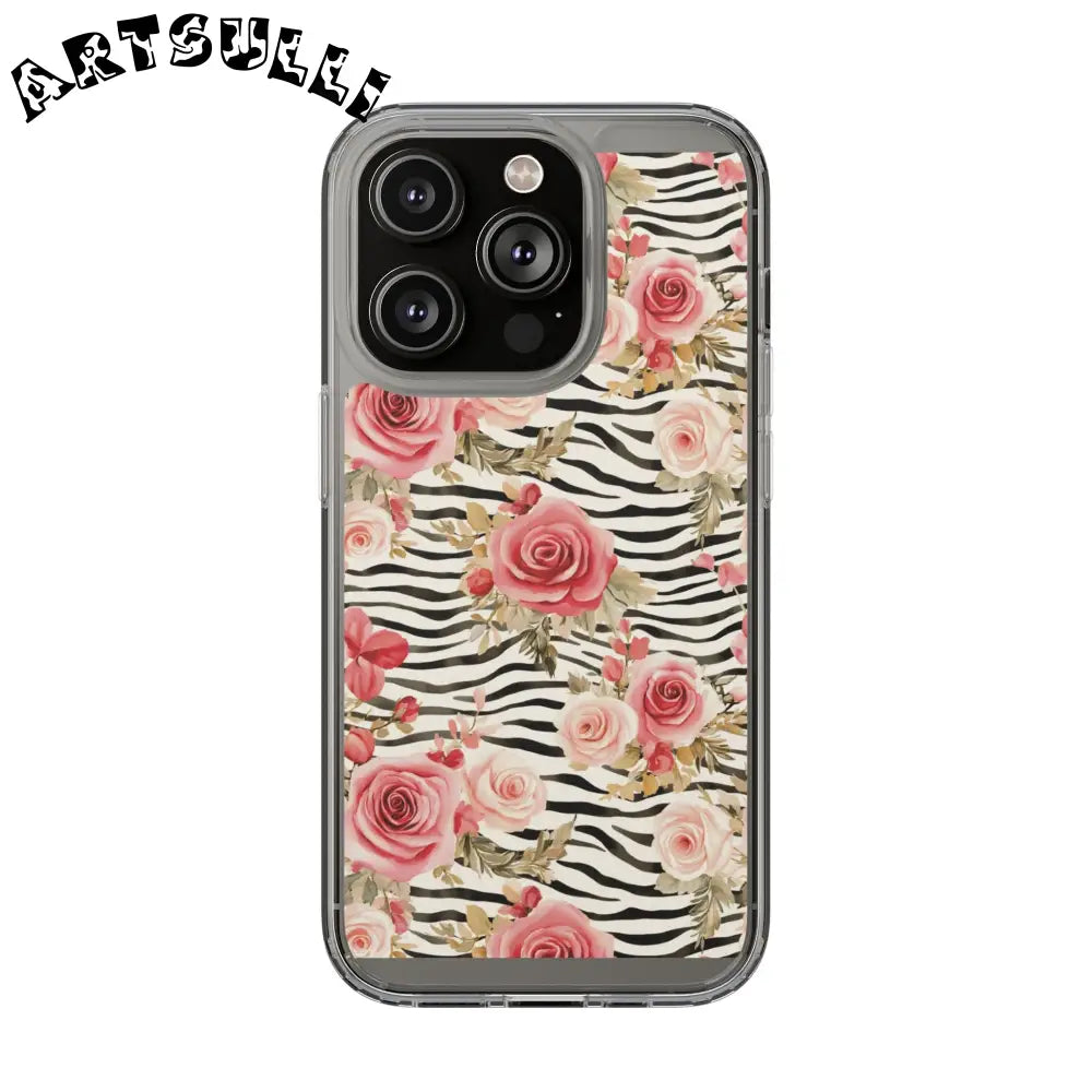 JAKKOUTTHEBXX Pink Floral Zebra Stripe Clear Case 2025