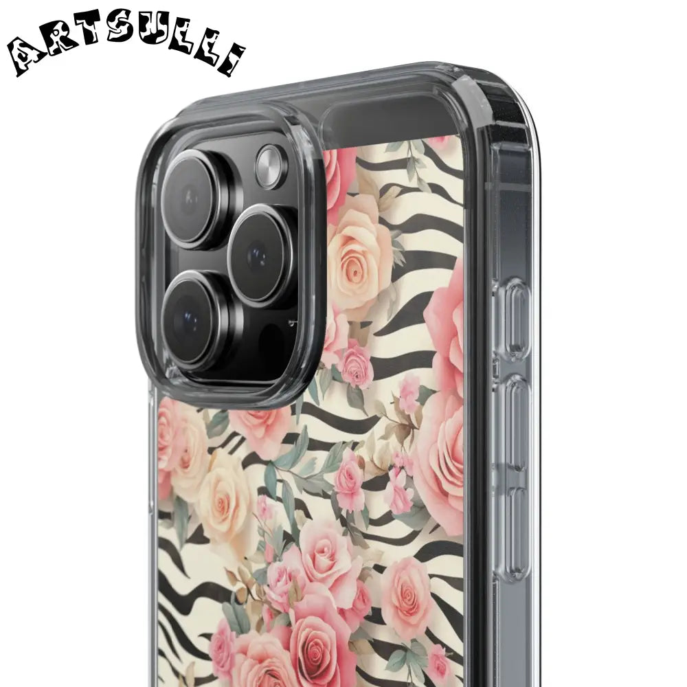 JAKKOUTTHEBXX Pink Floral Zebra Print Clear Case 2025