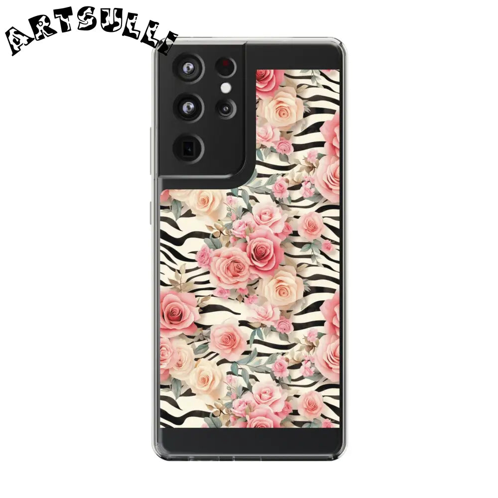 JAKKOUTTHEBXX Pink Floral Zebra Print Clear Case 2025