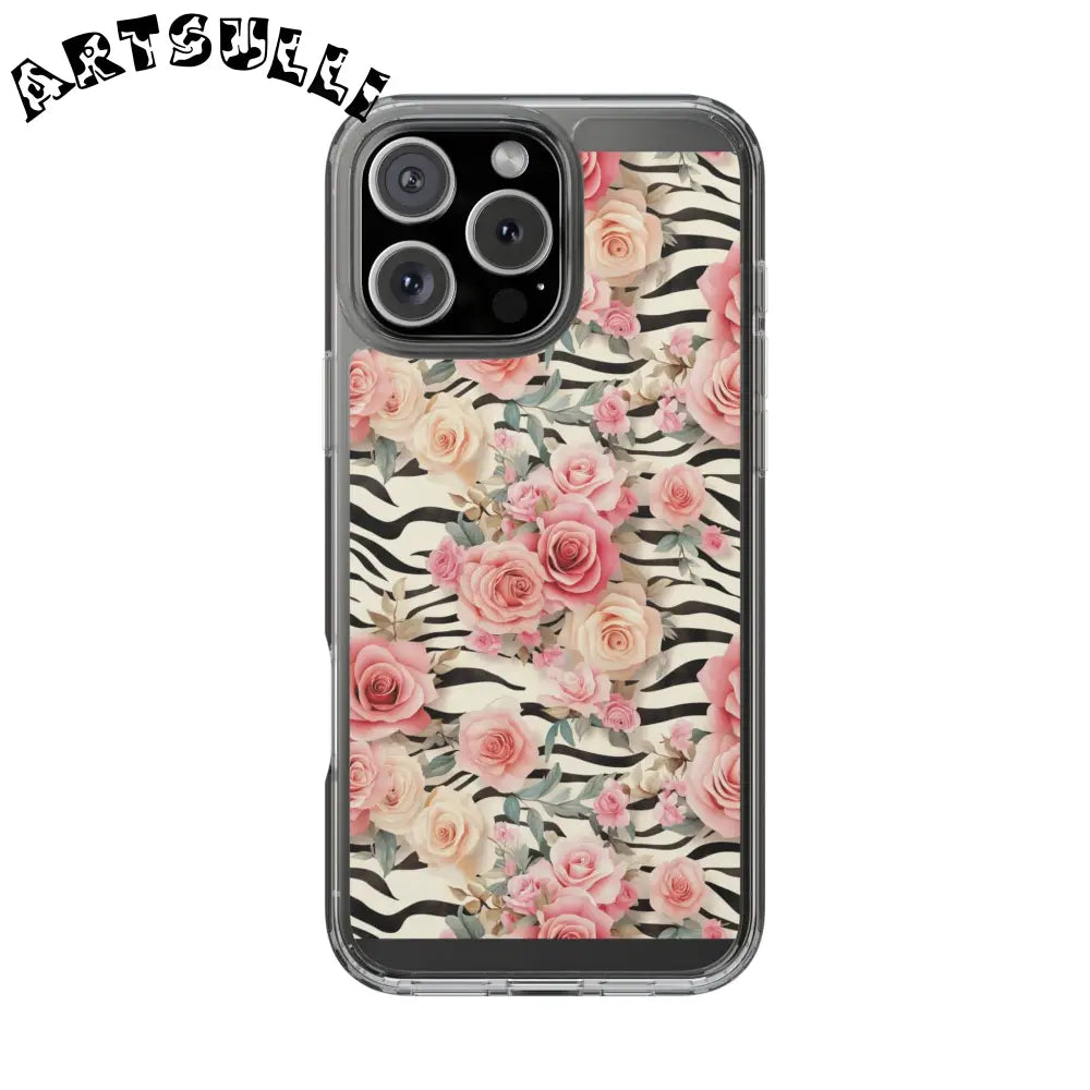 JAKKOUTTHEBXX Pink Floral Zebra Print Clear Case 2025