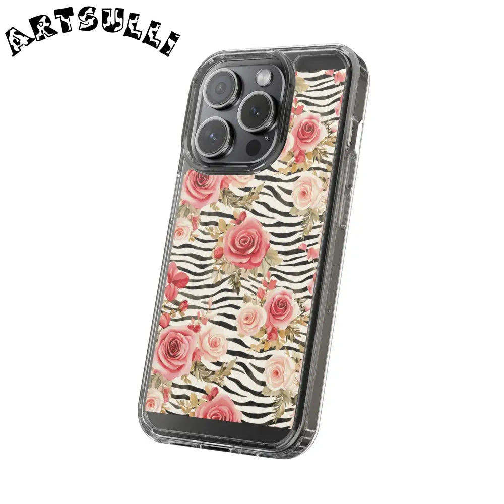 JAKKOUTTHEBXX Pink Floral Zebra Stripe Clear Case 2025