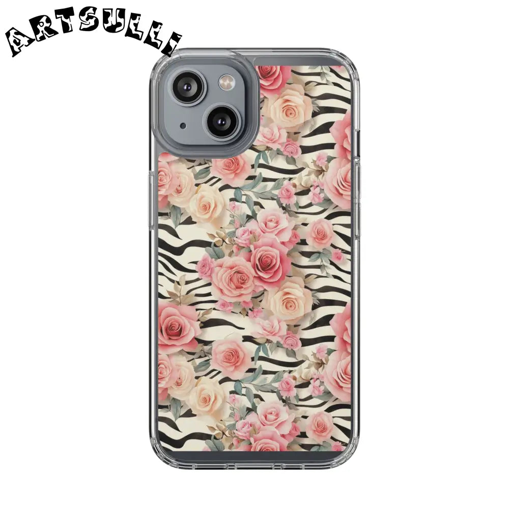 JAKKOUTTHEBXX Pink Floral Zebra Print Clear Case 2025