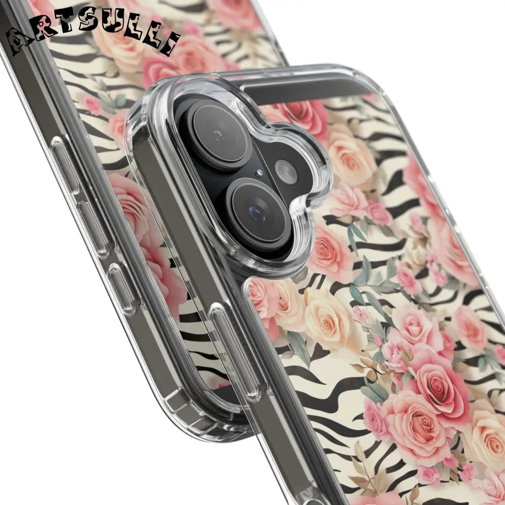 JAKKOUTTHEBXX Pink Floral Zebra Print Clear Case 2025