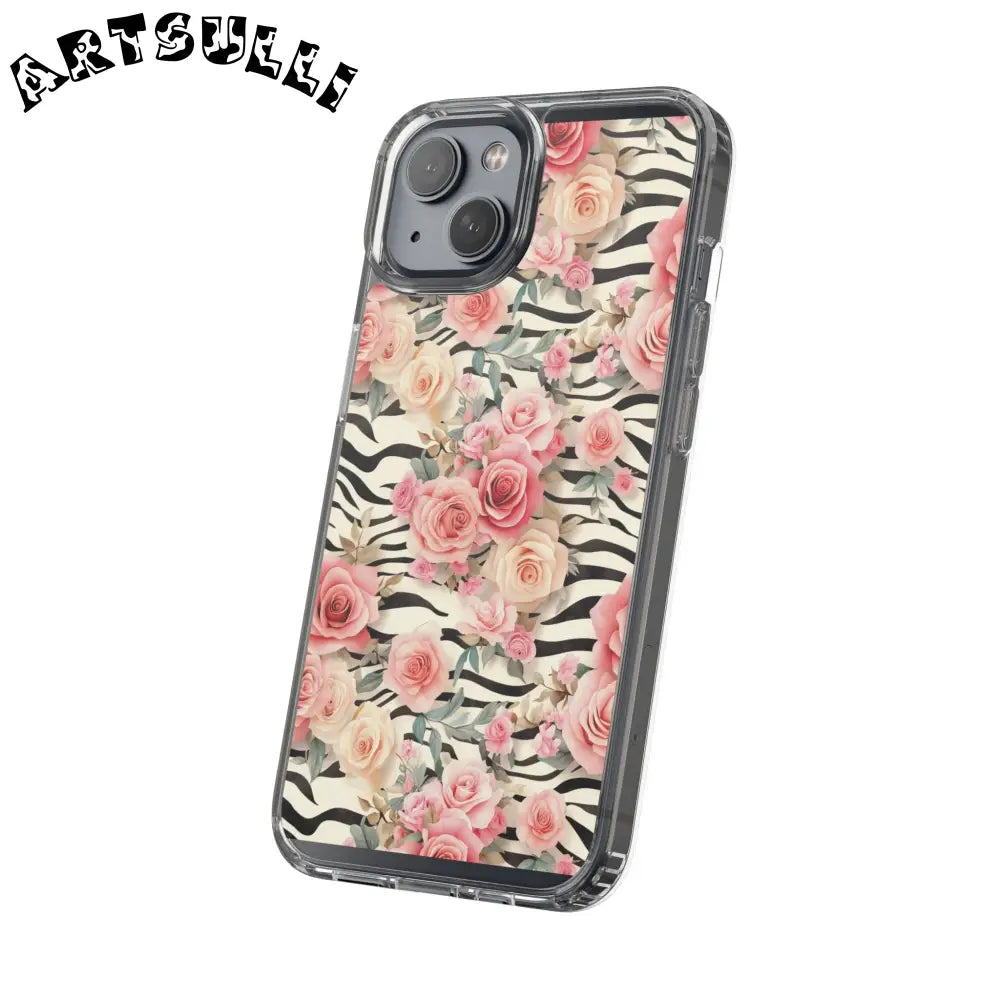 JAKKOUTTHEBXX Pink Floral Zebra Print Clear Case 2025