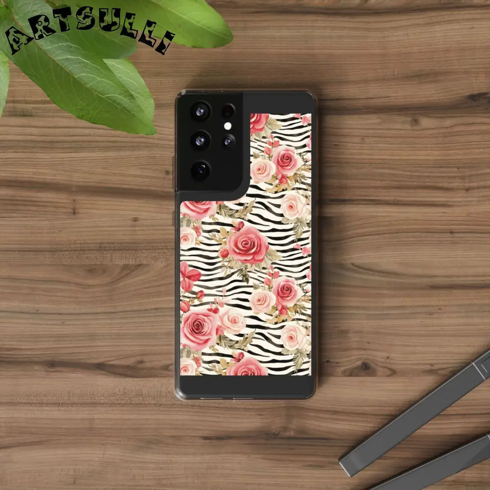 JAKKOUTTHEBXX Pink Floral Zebra Stripe Clear Case 2025