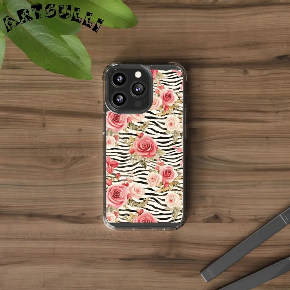 JAKKOUTTHEBXX Pink Floral Zebra Stripe Clear Case 2025