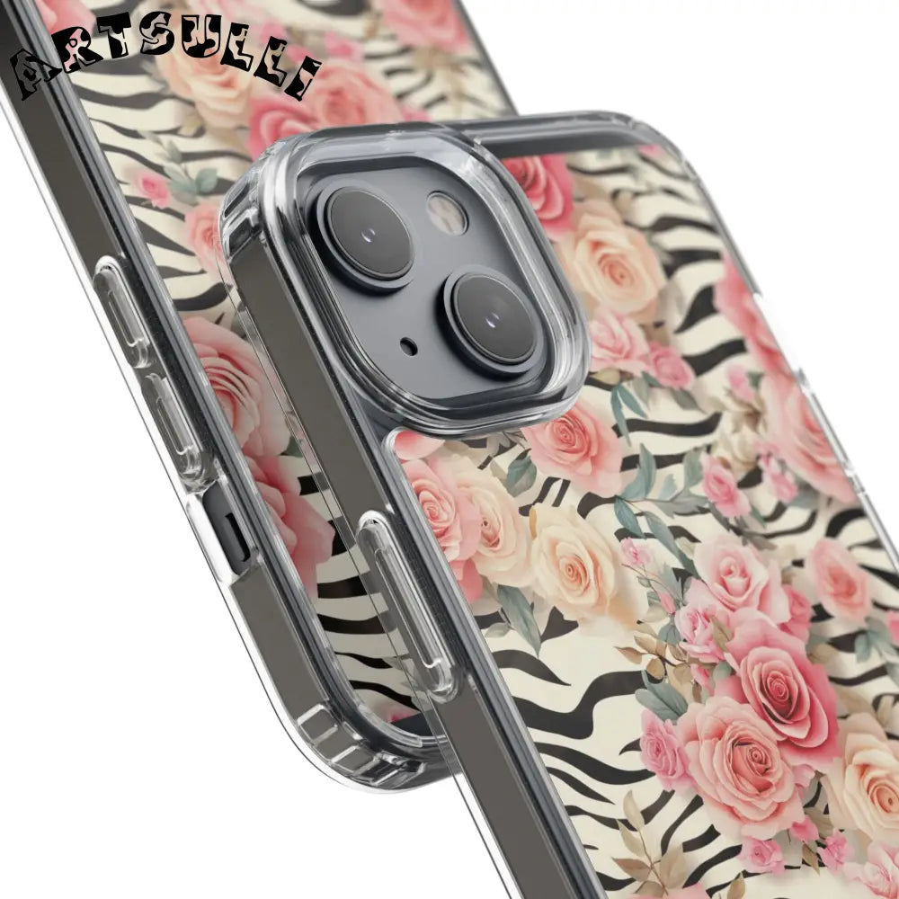 JAKKOUTTHEBXX Pink Floral Zebra Print Clear Case 2025