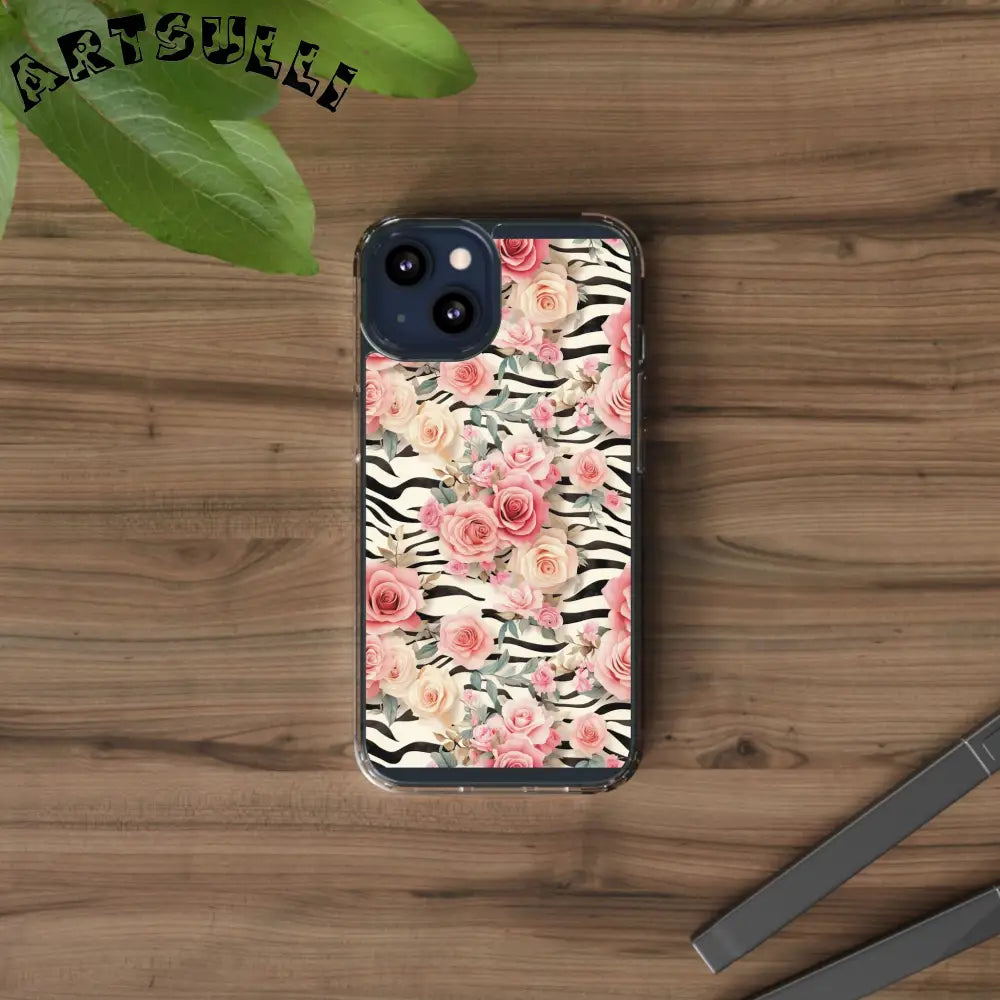JAKKOUTTHEBXX Pink Floral Zebra Print Clear Case 2025