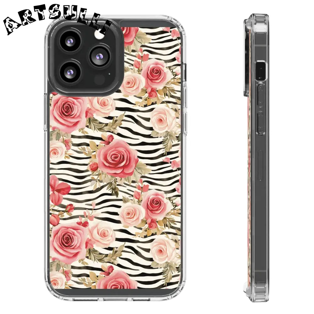 JAKKOUTTHEBXX Pink Floral Zebra Stripe Clear Case 2025