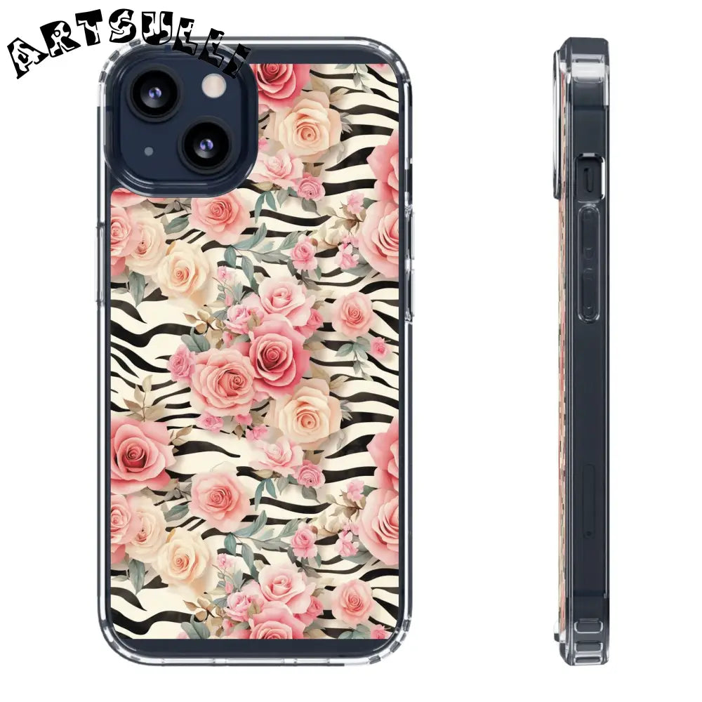 JAKKOUTTHEBXX Pink Floral Zebra Print Clear Case 2025