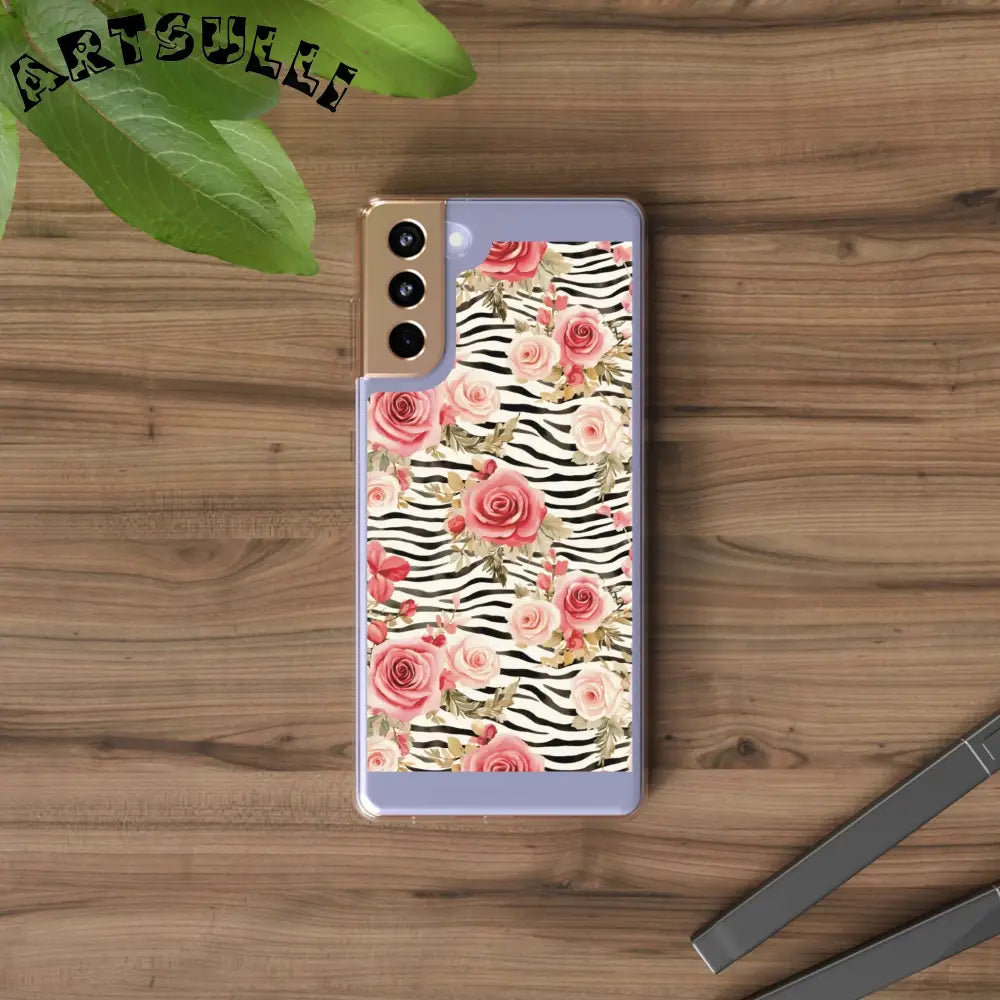 JAKKOUTTHEBXX Pink Floral Zebra Stripe Clear Case 2025