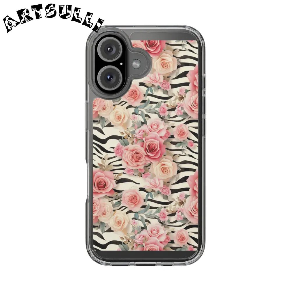 JAKKOUTTHEBXX Pink Floral Zebra Print Clear Case 2025