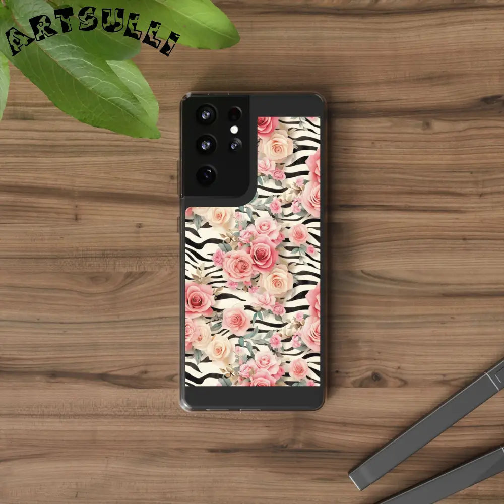 JAKKOUTTHEBXX Pink Floral Zebra Print Clear Case 2025