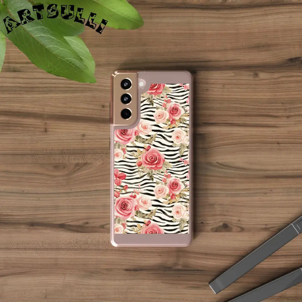 JAKKOUTTHEBXX Pink Floral Zebra Stripe Clear Case 2025