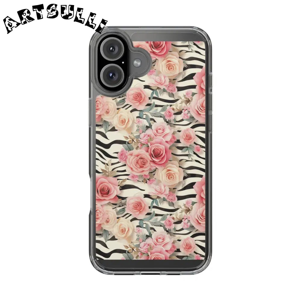 JAKKOUTTHEBXX Pink Floral Zebra Print Clear Case 2025