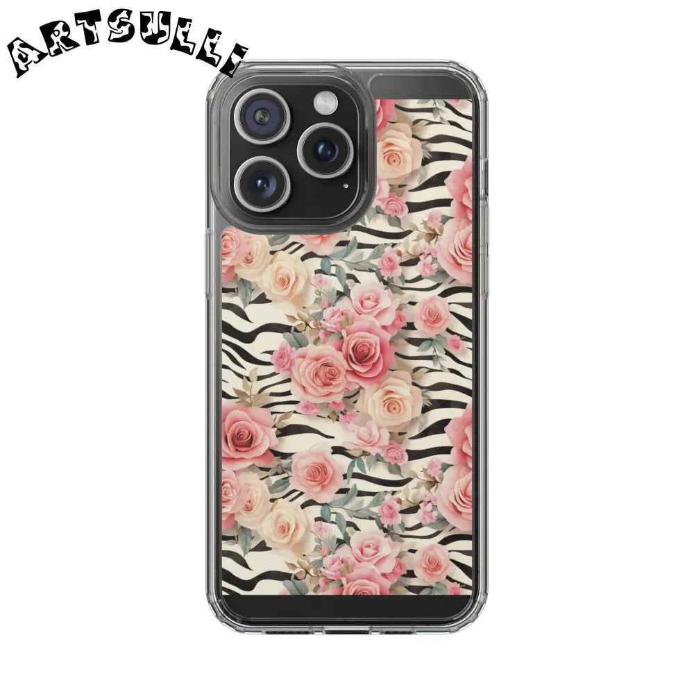 JAKKOUTTHEBXX Pink Floral Zebra Print Clear Case 2025