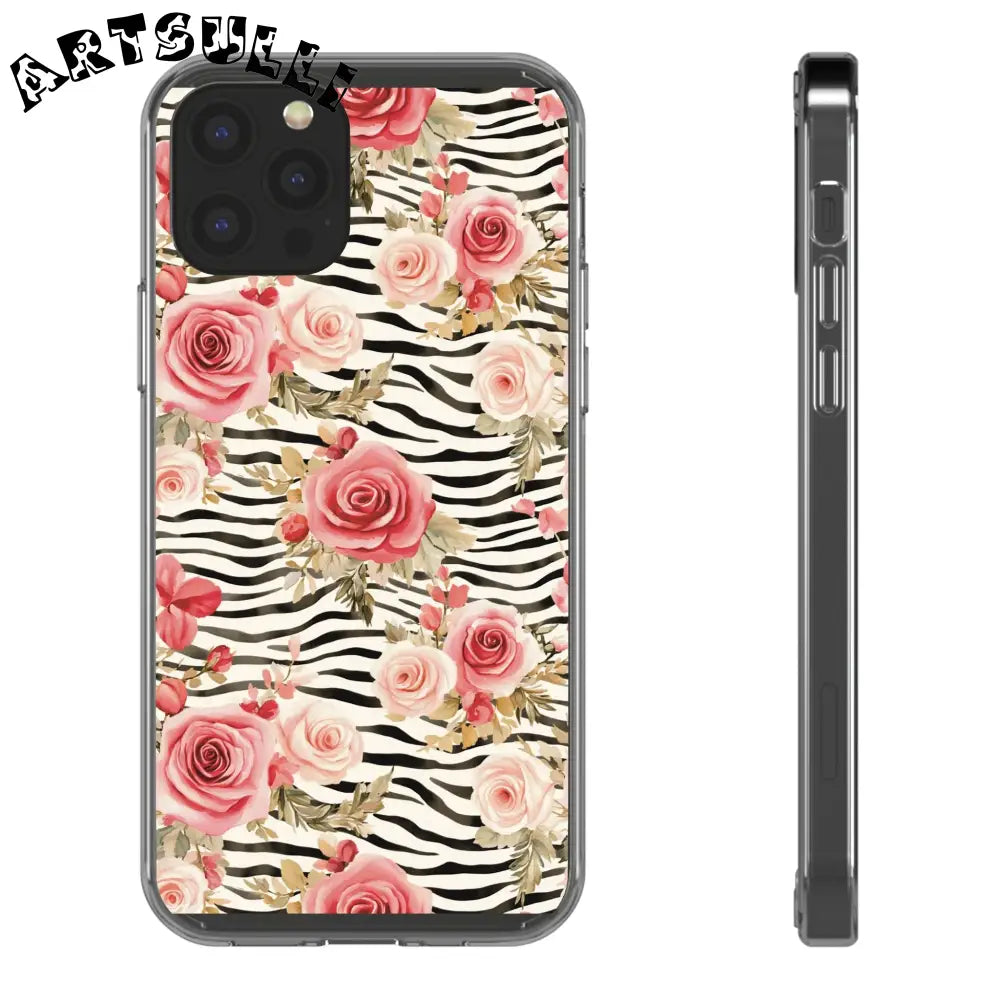 JAKKOUTTHEBXX Pink Floral Zebra Stripe Clear Case 2025