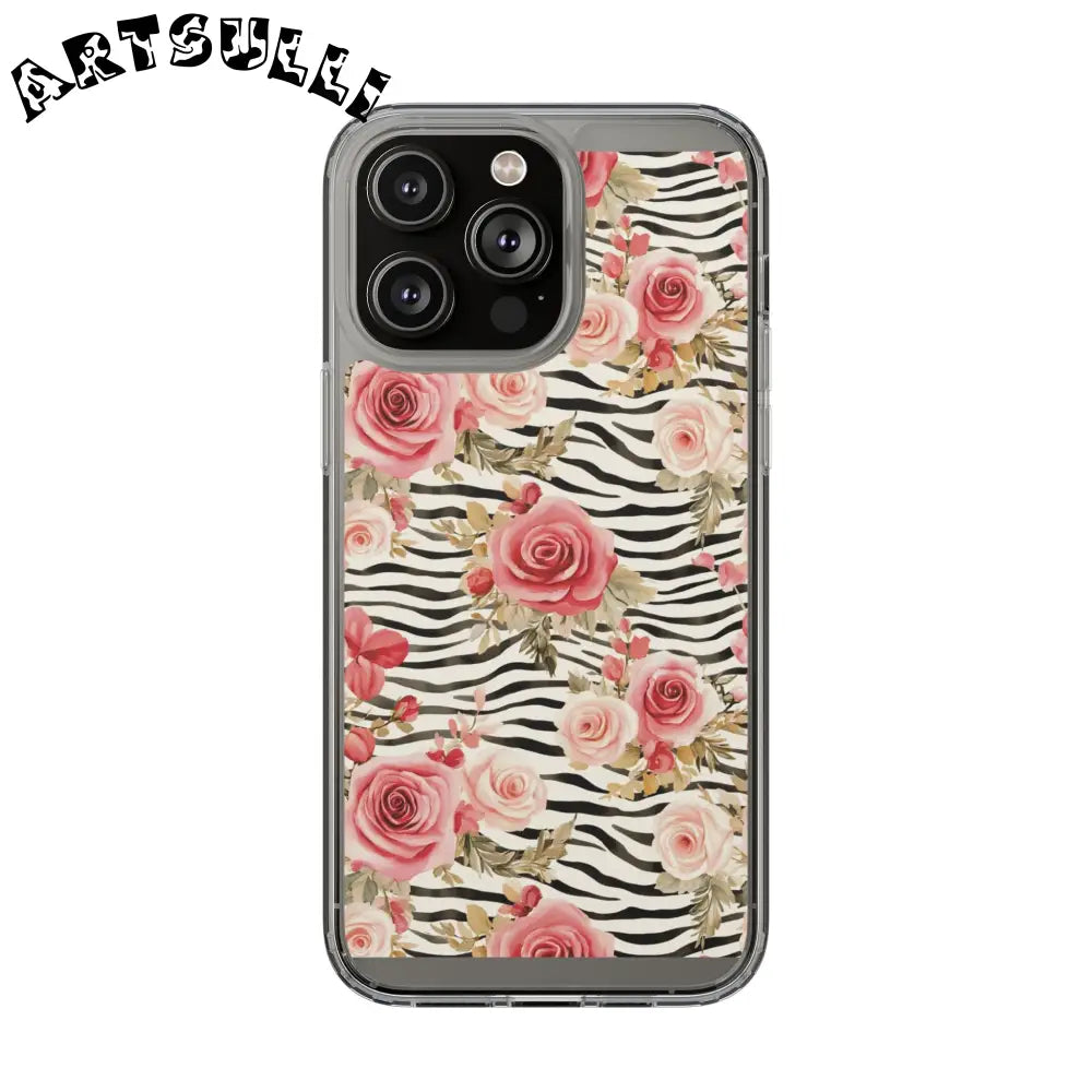 JAKKOUTTHEBXX Pink Floral Zebra Stripe Clear Case 2025
