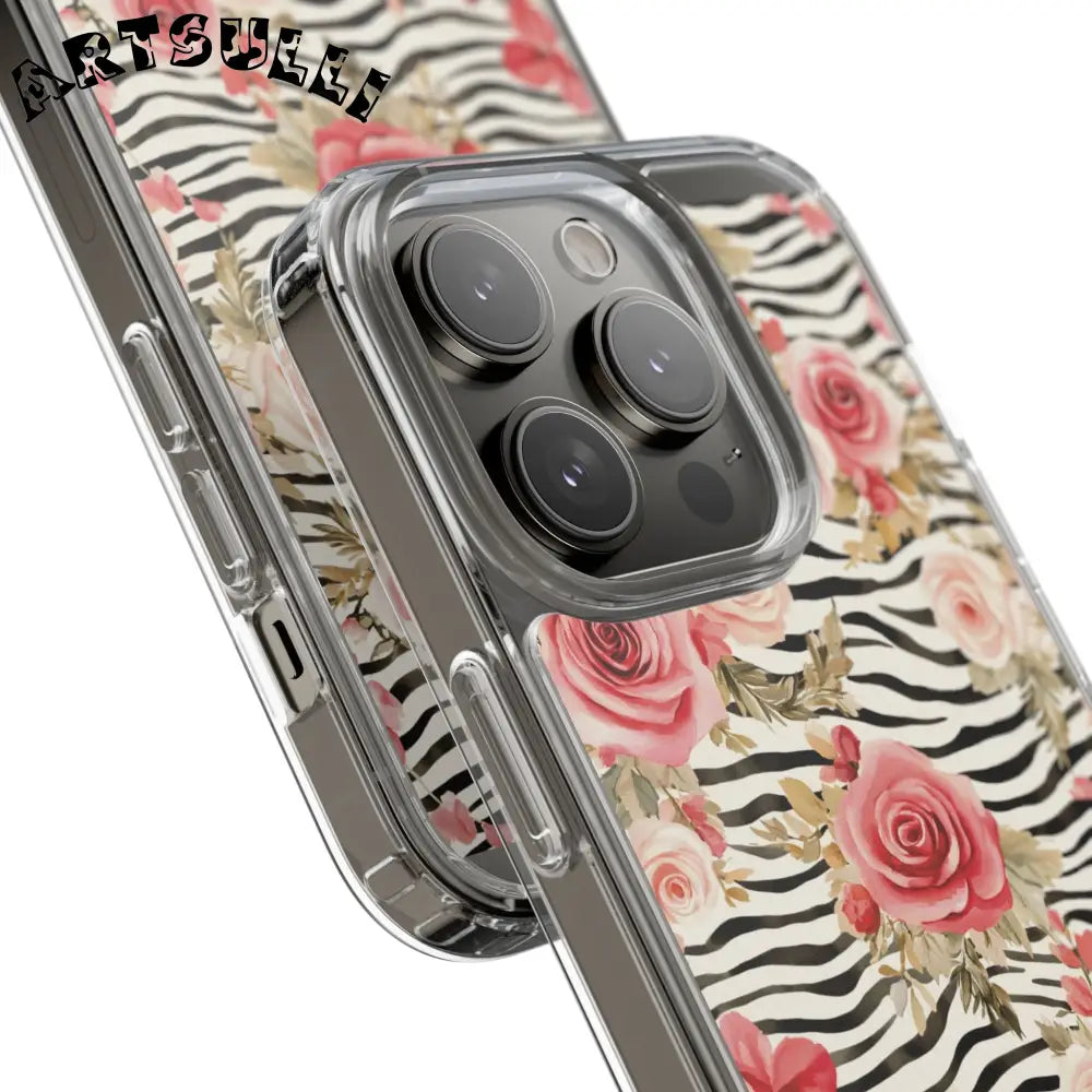 JAKKOUTTHEBXX Pink Floral Zebra Stripe Clear Case 2025