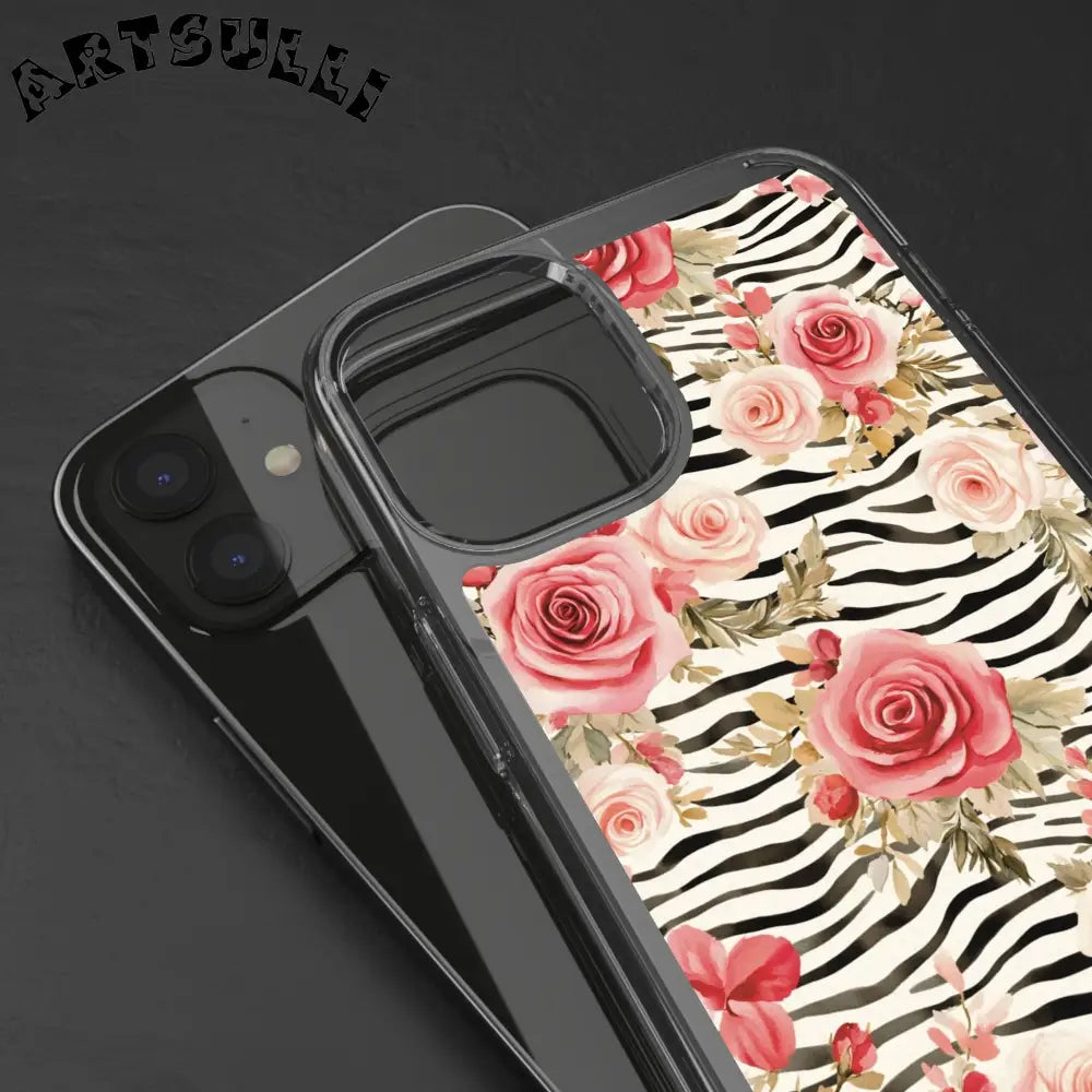 JAKKOUTTHEBXX Pink Floral Zebra Stripe Clear Case 2025