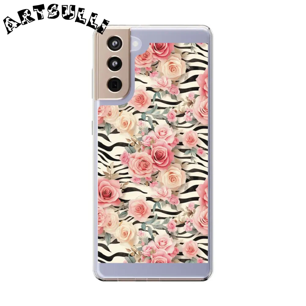 JAKKOUTTHEBXX Pink Floral Zebra Print Clear Case 2025