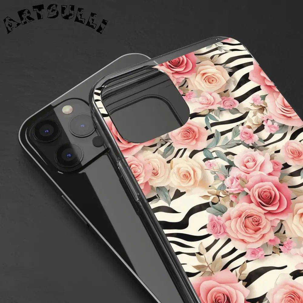 JAKKOUTTHEBXX Pink Floral Zebra Print Clear Case 2025