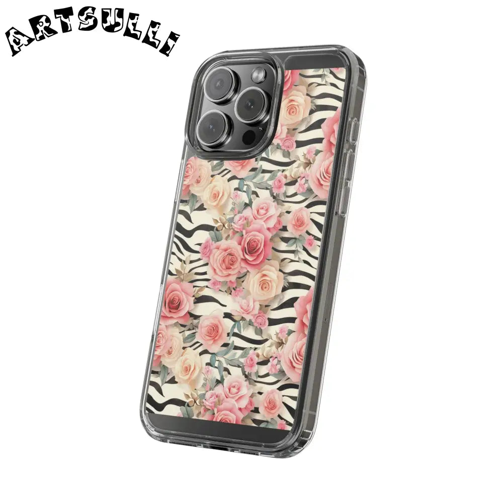 JAKKOUTTHEBXX Pink Floral Zebra Print Clear Case 2025