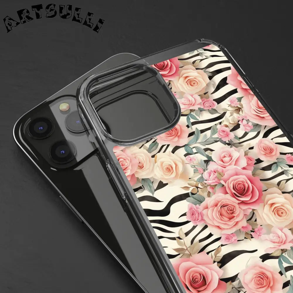 JAKKOUTTHEBXX Pink Floral Zebra Print Clear Case 2025