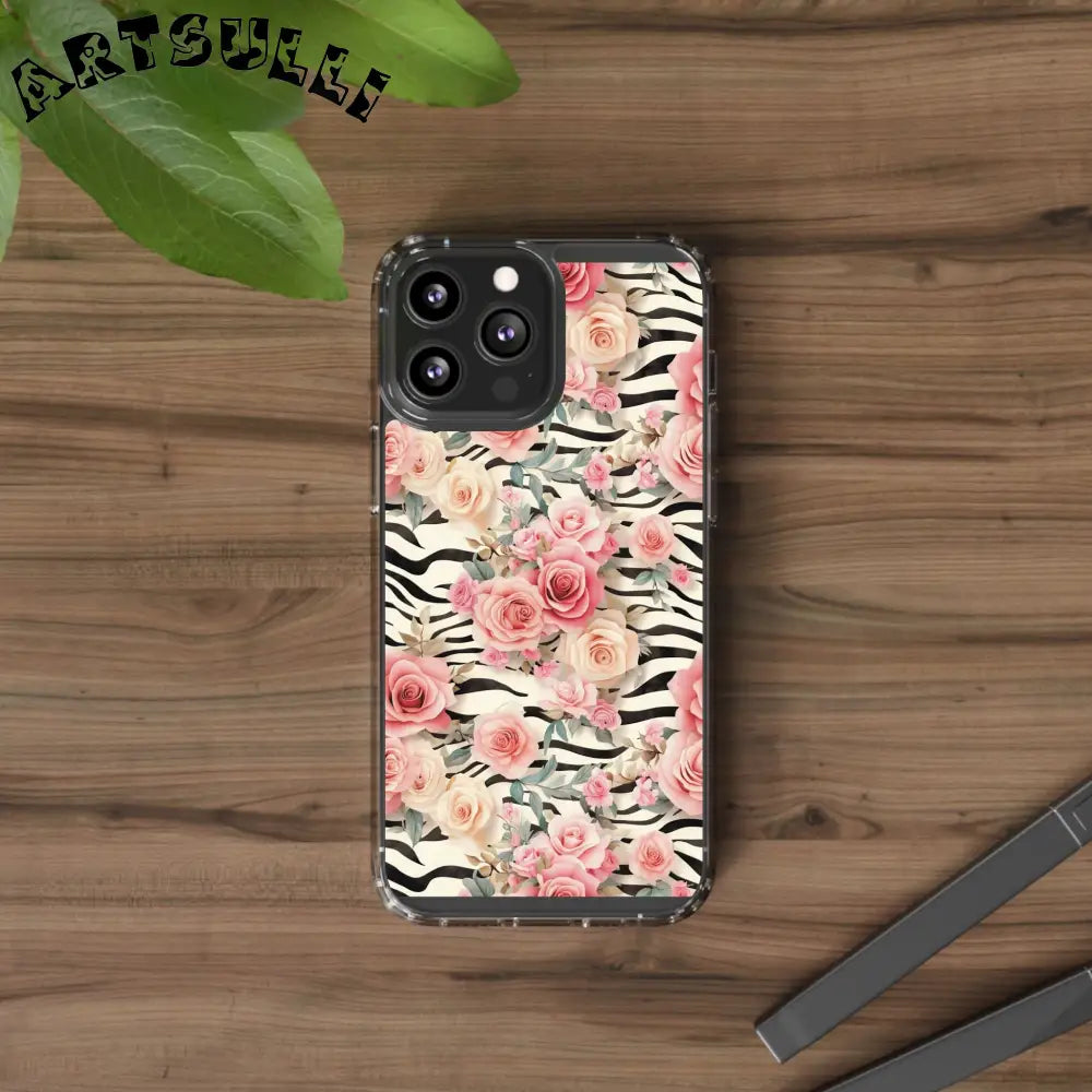 JAKKOUTTHEBXX Pink Floral Zebra Print Clear Case 2025