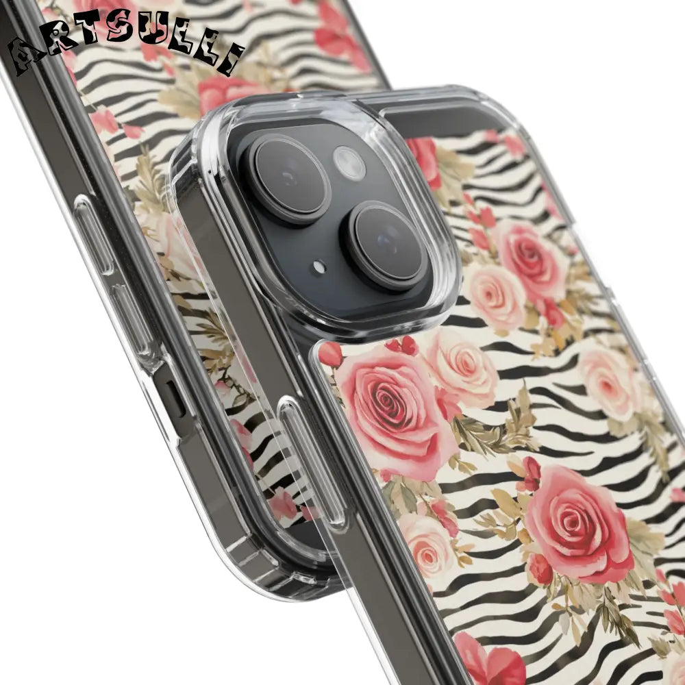 JAKKOUTTHEBXX Pink Floral Zebra Stripe Clear Case 2025