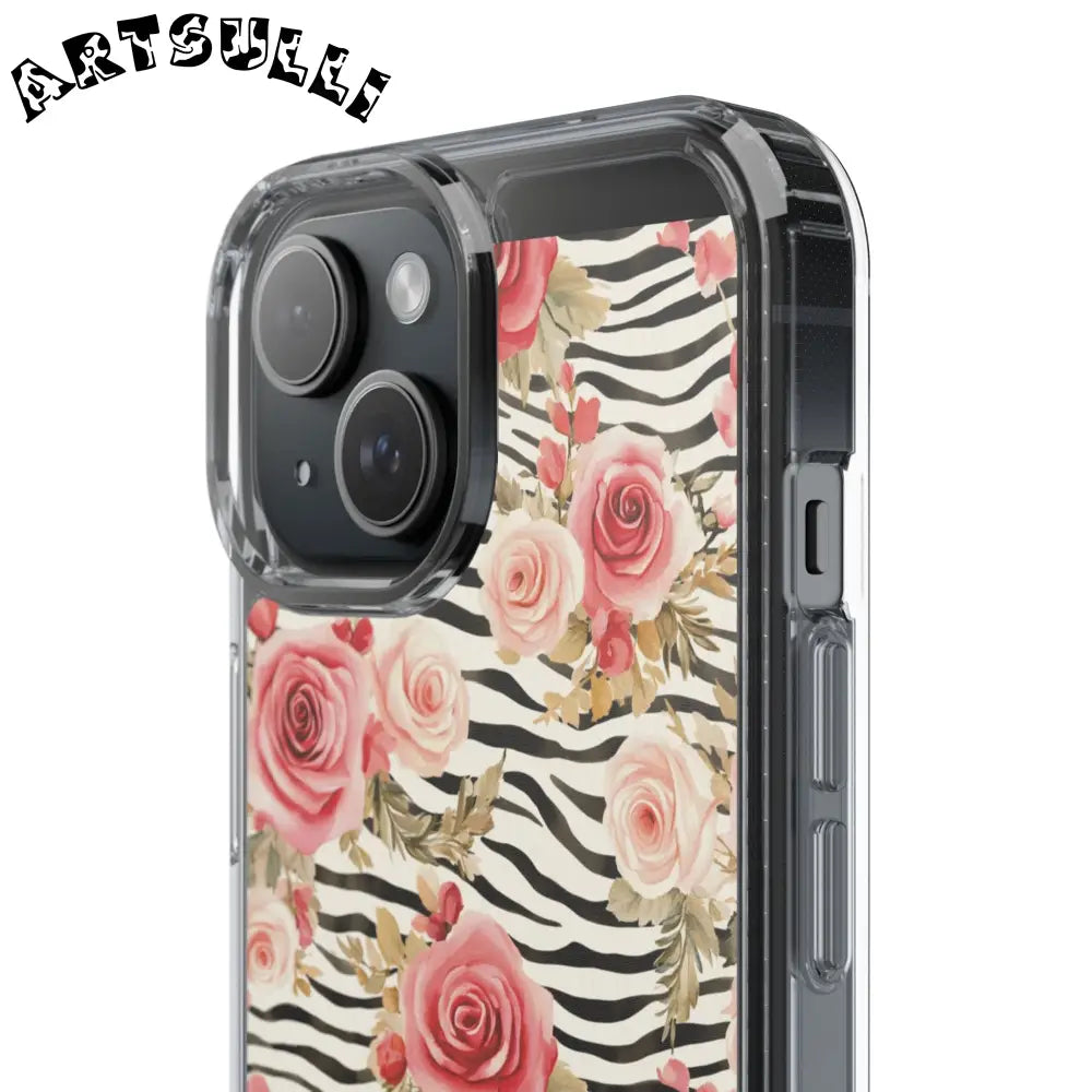 JAKKOUTTHEBXX Pink Floral Zebra Stripe Clear Case 2025
