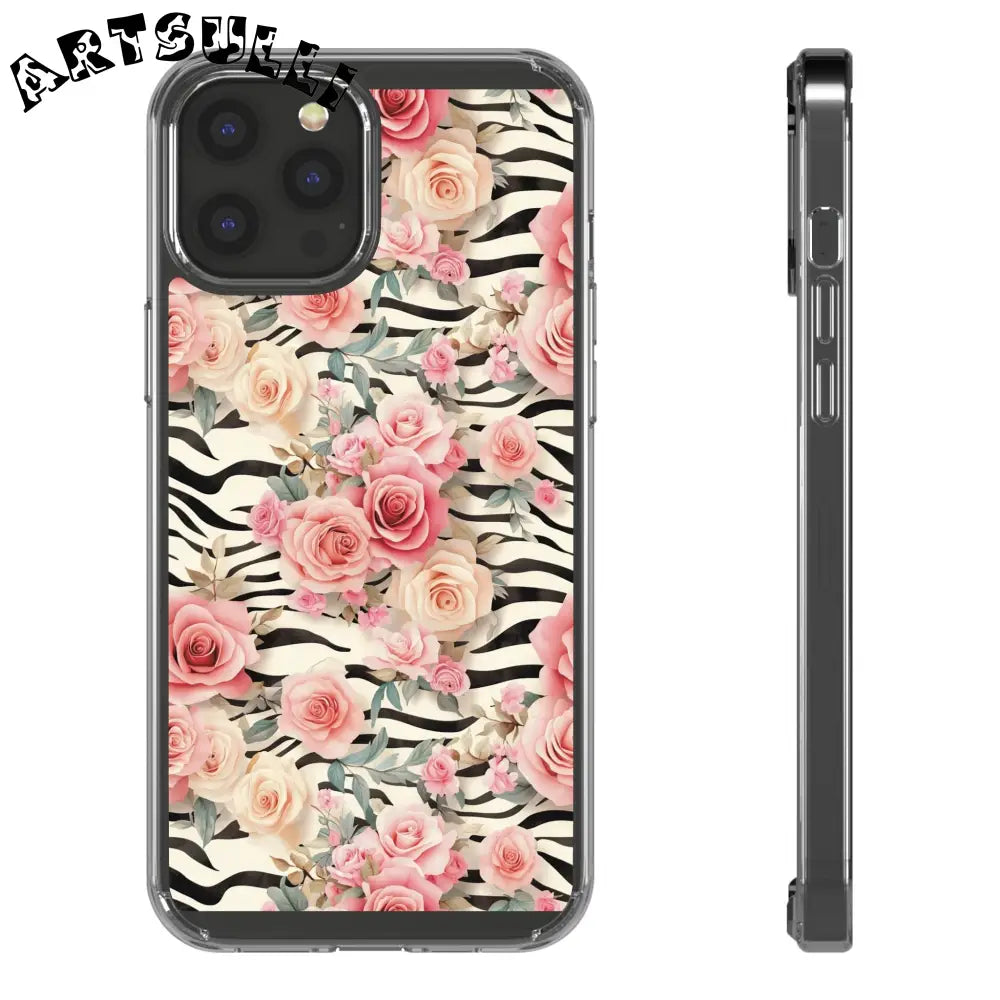 JAKKOUTTHEBXX Pink Floral Zebra Print Clear Case 2025
