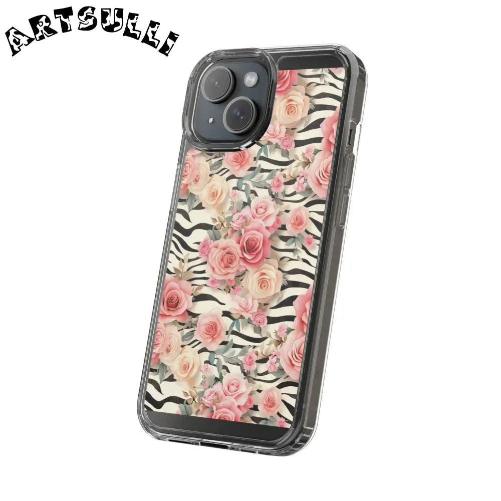 JAKKOUTTHEBXX Pink Floral Zebra Print Clear Case 2025
