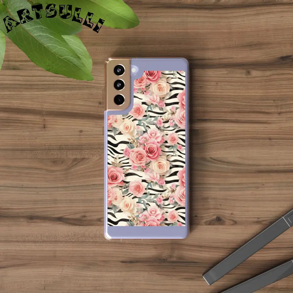 JAKKOUTTHEBXX Pink Floral Zebra Print Clear Case 2025