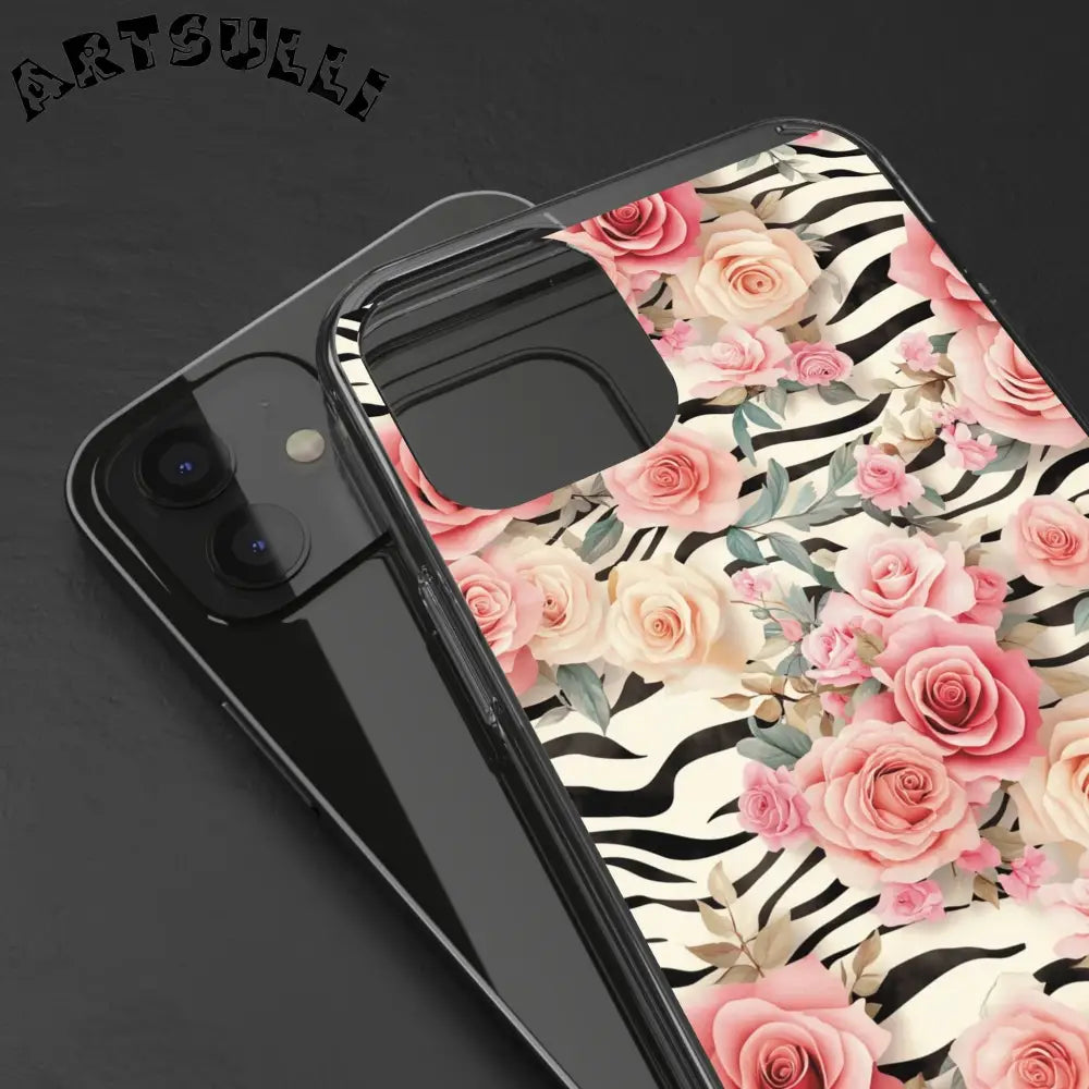 JAKKOUTTHEBXX Pink Floral Zebra Print Clear Case 2025