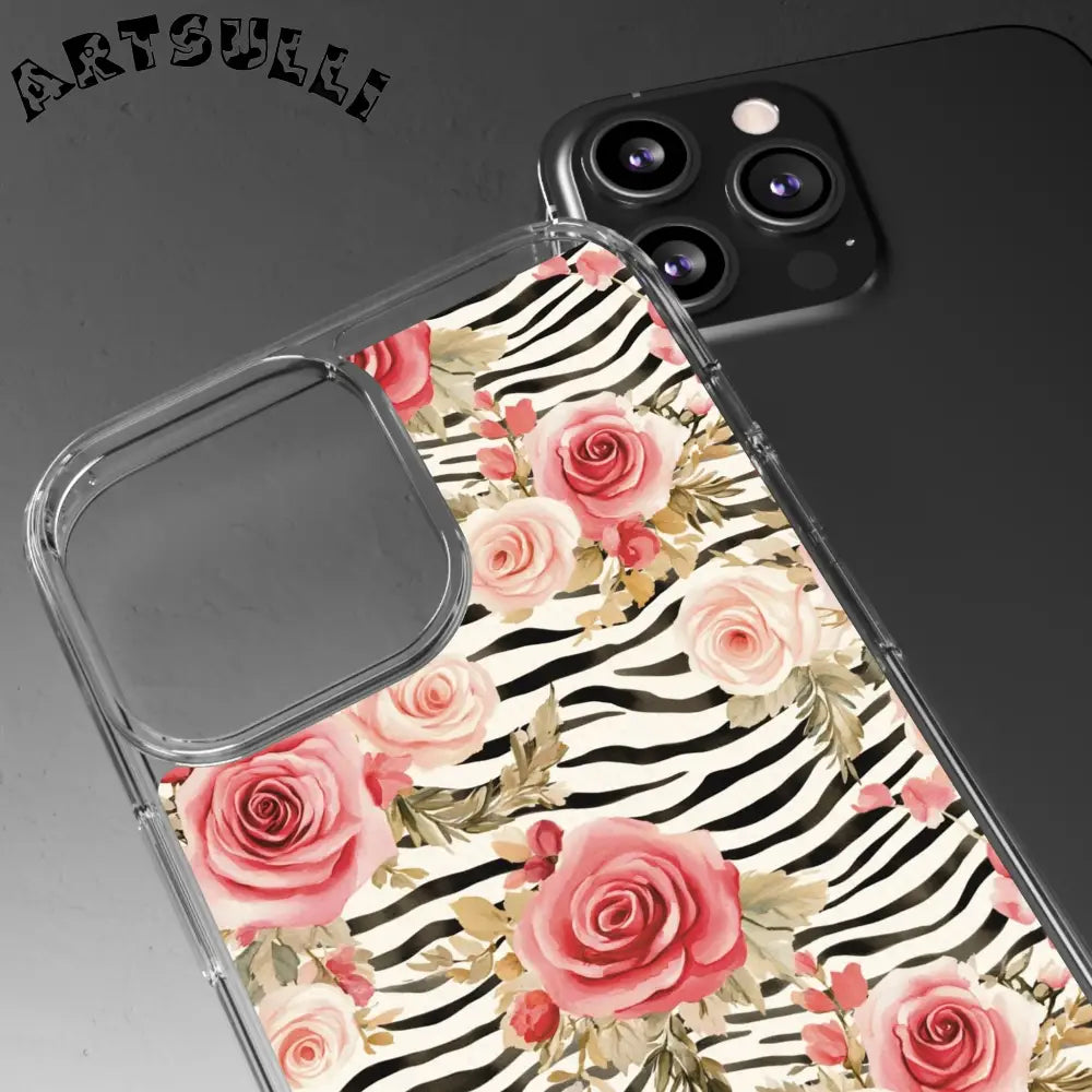 JAKKOUTTHEBXX Pink Floral Zebra Stripe Clear Case 2025