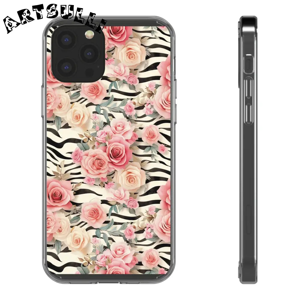 JAKKOUTTHEBXX Pink Floral Zebra Print Clear Case 2025