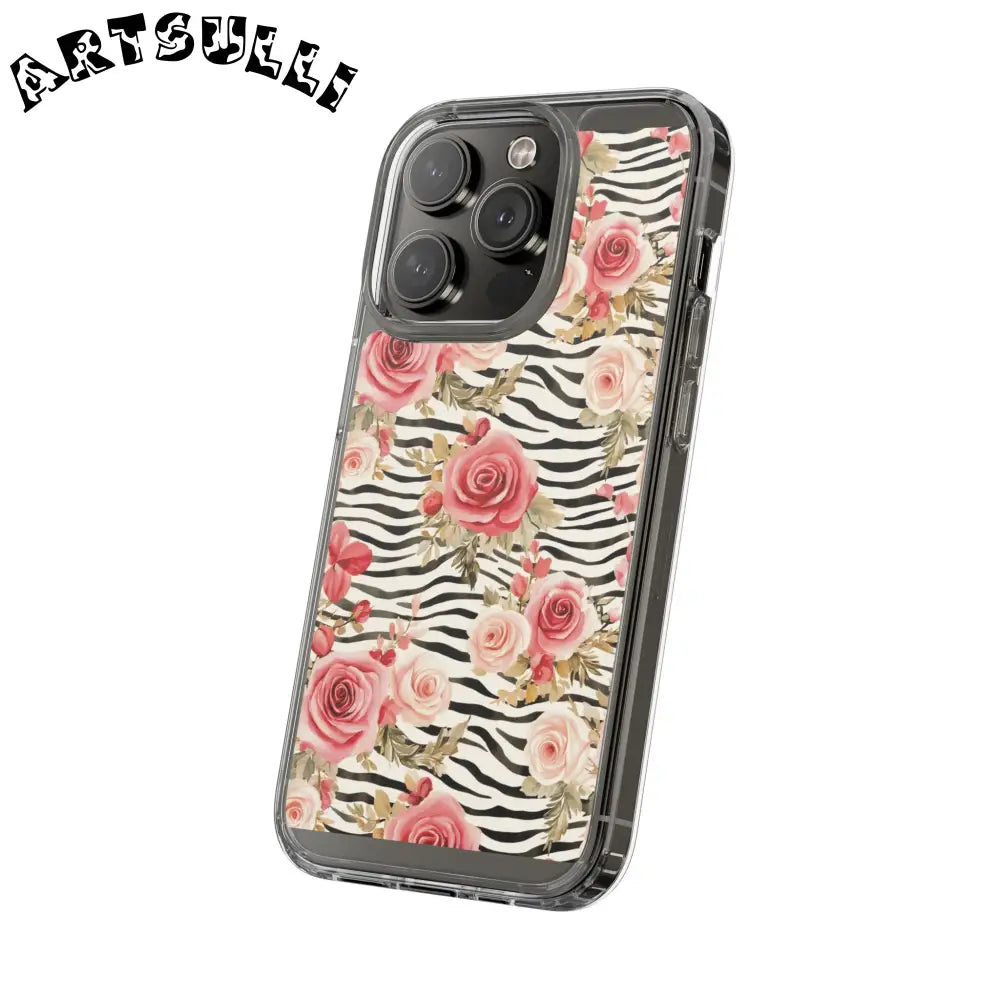 JAKKOUTTHEBXX Pink Floral Zebra Stripe Clear Case 2025